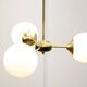Chandelier italien moderne du milieu du siècle en laiton et verre opalin, années 1960.