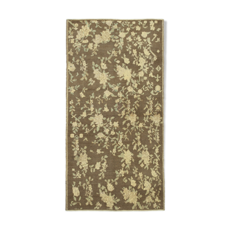 1950s hand-knotted rustic turkish beige carpet 125 cm x 244 cm