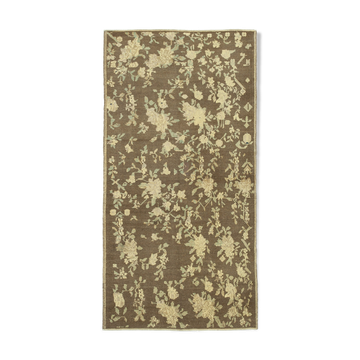 1950s hand-knotted rustic turkish beige carpet 125 cm x 244 cm