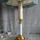 Antique lamp in bronze and ceramic