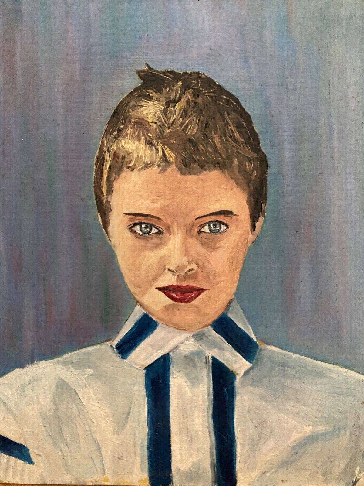 Portrait de femme huile sur isorel XXe