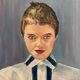 Portrait de femme huile sur isorel XXe