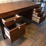 Pierre Paulin CM 223 desk, mahogany and chrome, Thonet edition, 1950