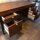 Pierre Paulin CM 223 desk, mahogany and chrome, Thonet edition, 1950