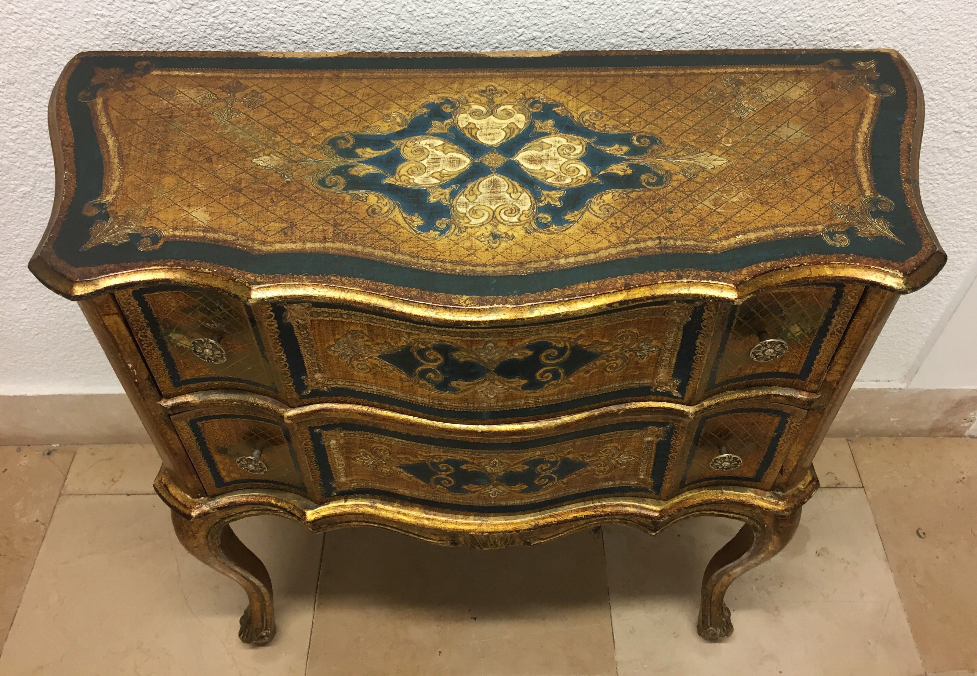 Old italian chest of drawers florentine venetian golden wood