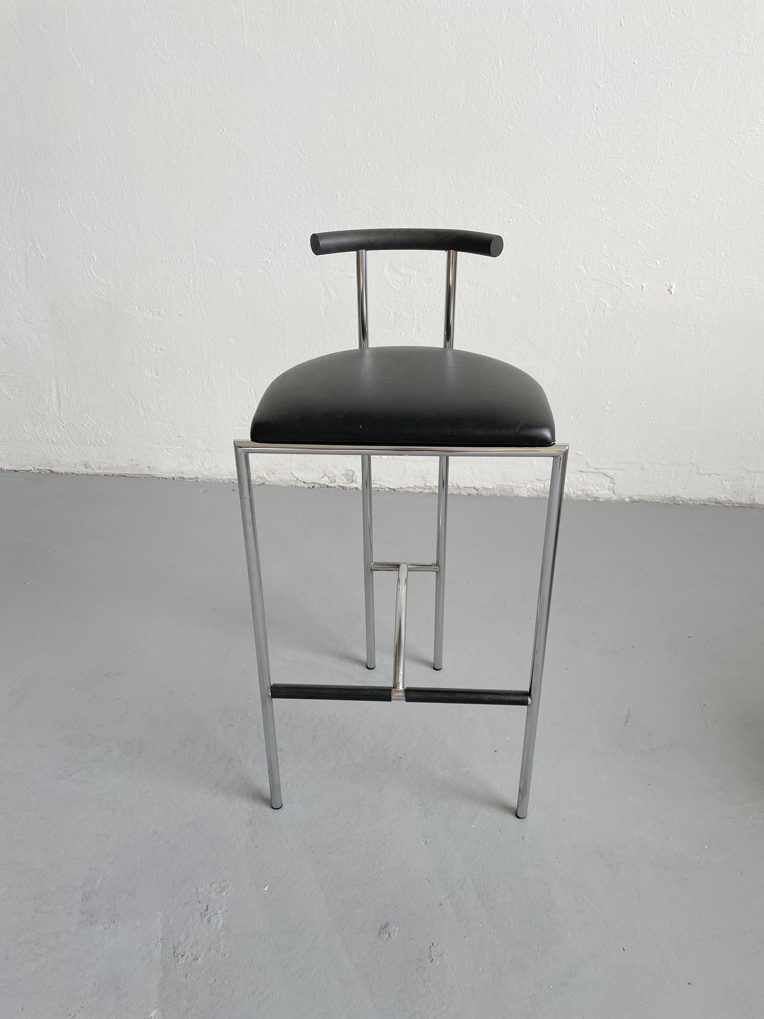 Italian Postmodern Black Tokyo Stool by Rodney Kinsman for Bieffeplast, 1985