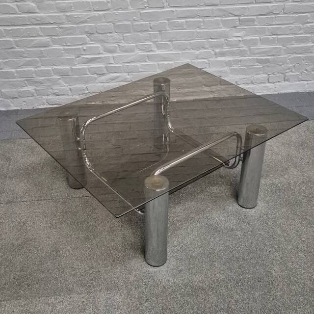 Vintage italian chrome coffee table -1970's