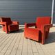2x Cassina Utrecht chair in terracotta (rust brown) velvet in new condition!