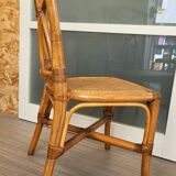 Bamboo and leather chair - 1960s - vintage - mid-century