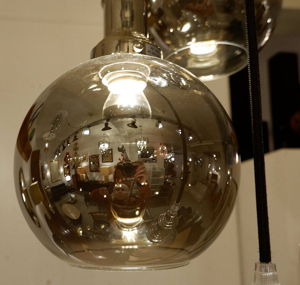 Modern Sculptural Hanging Lamp - 5 glass globes