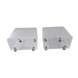 Set of two bedside tables, plexi sofa end, David Lange