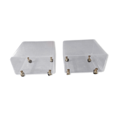 Set of two bedside tables, plexi sofa end, David Lange