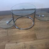 Vintage glass + steel table Bauhaus design