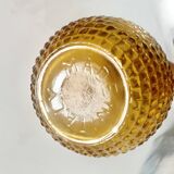 Pair of vintage amber yellow Empoli glass decanters