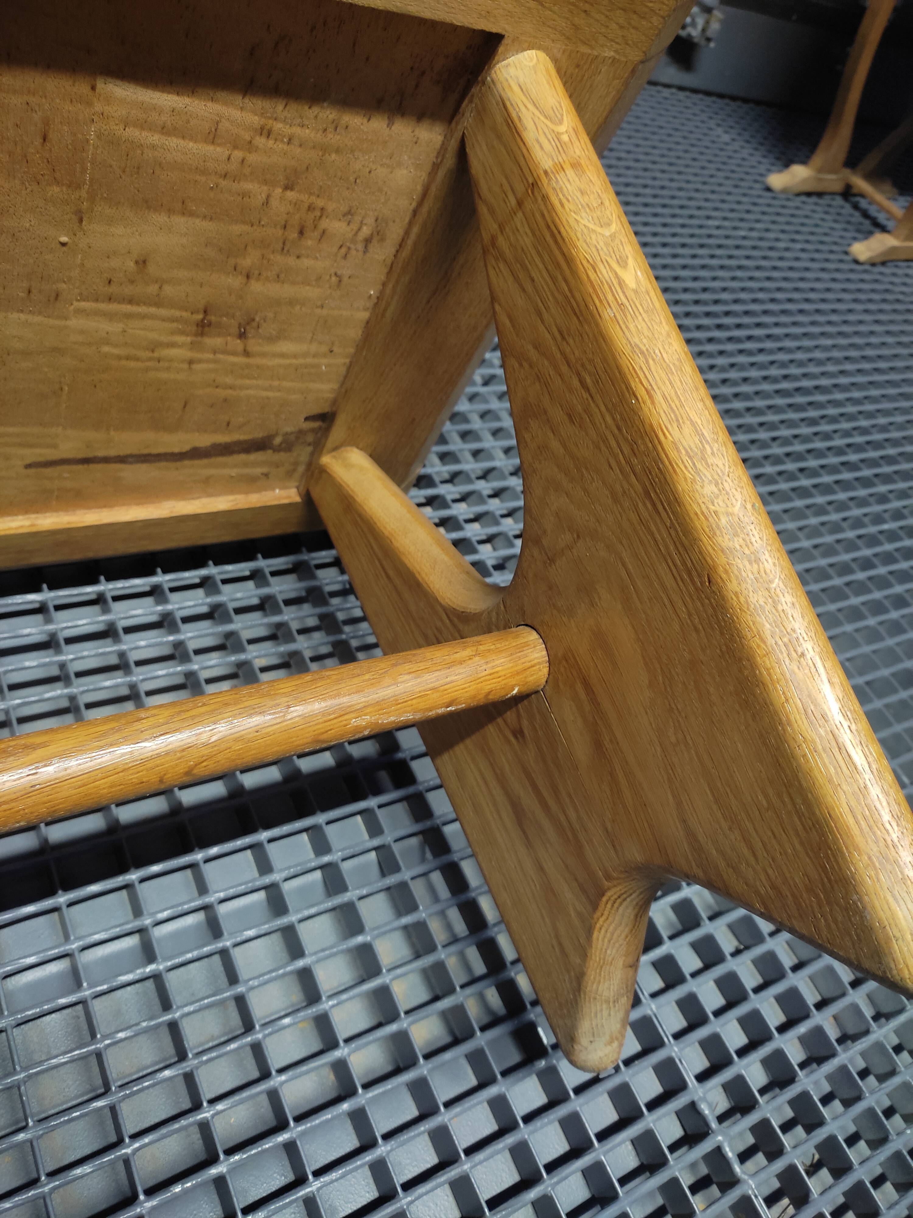 Oak coffee table by Guillerme and Chambron