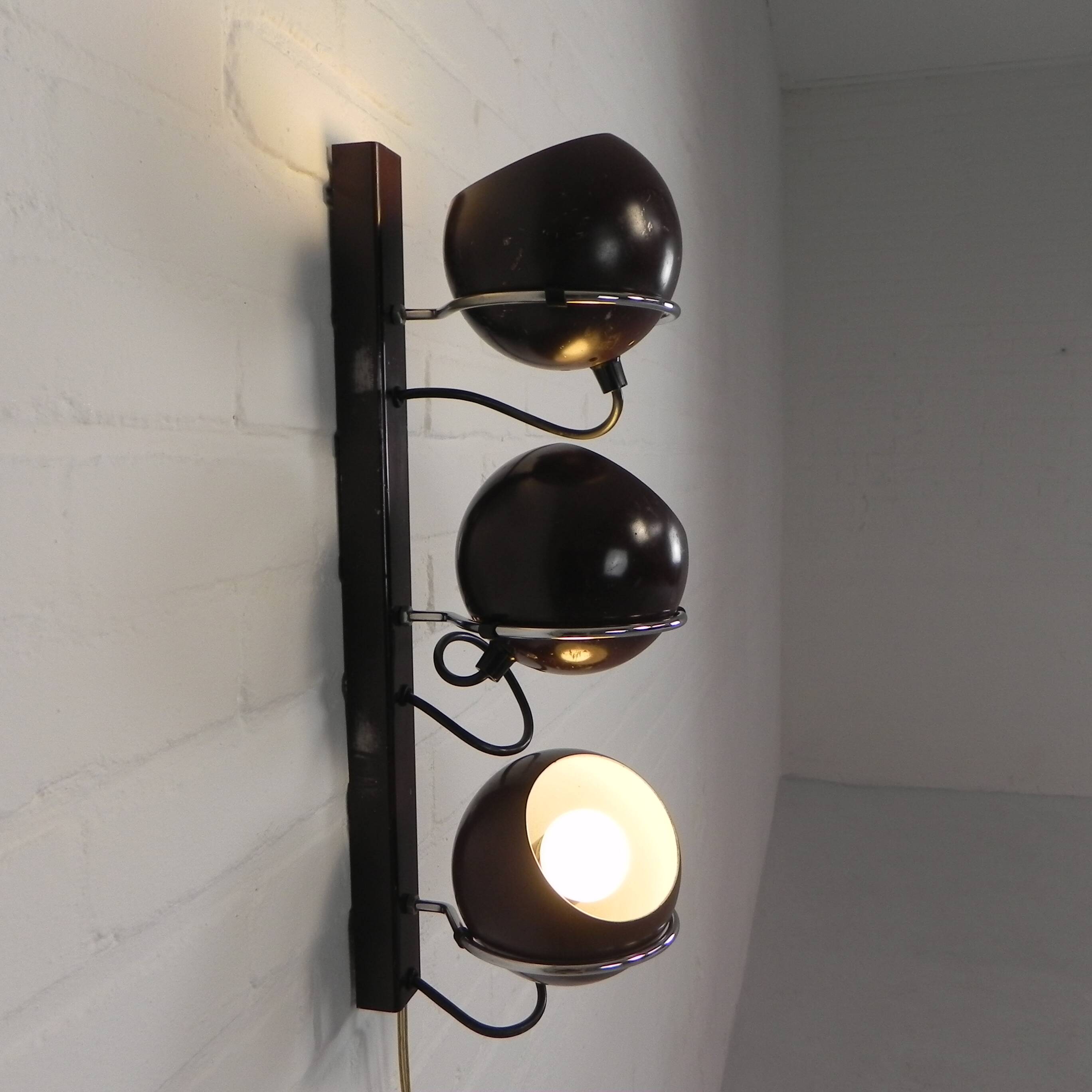 Gepo wall lamp with 3 globes, 1960s