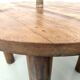 Modernist round table, solid oak, cylindrical pine base, DLG Perrian.