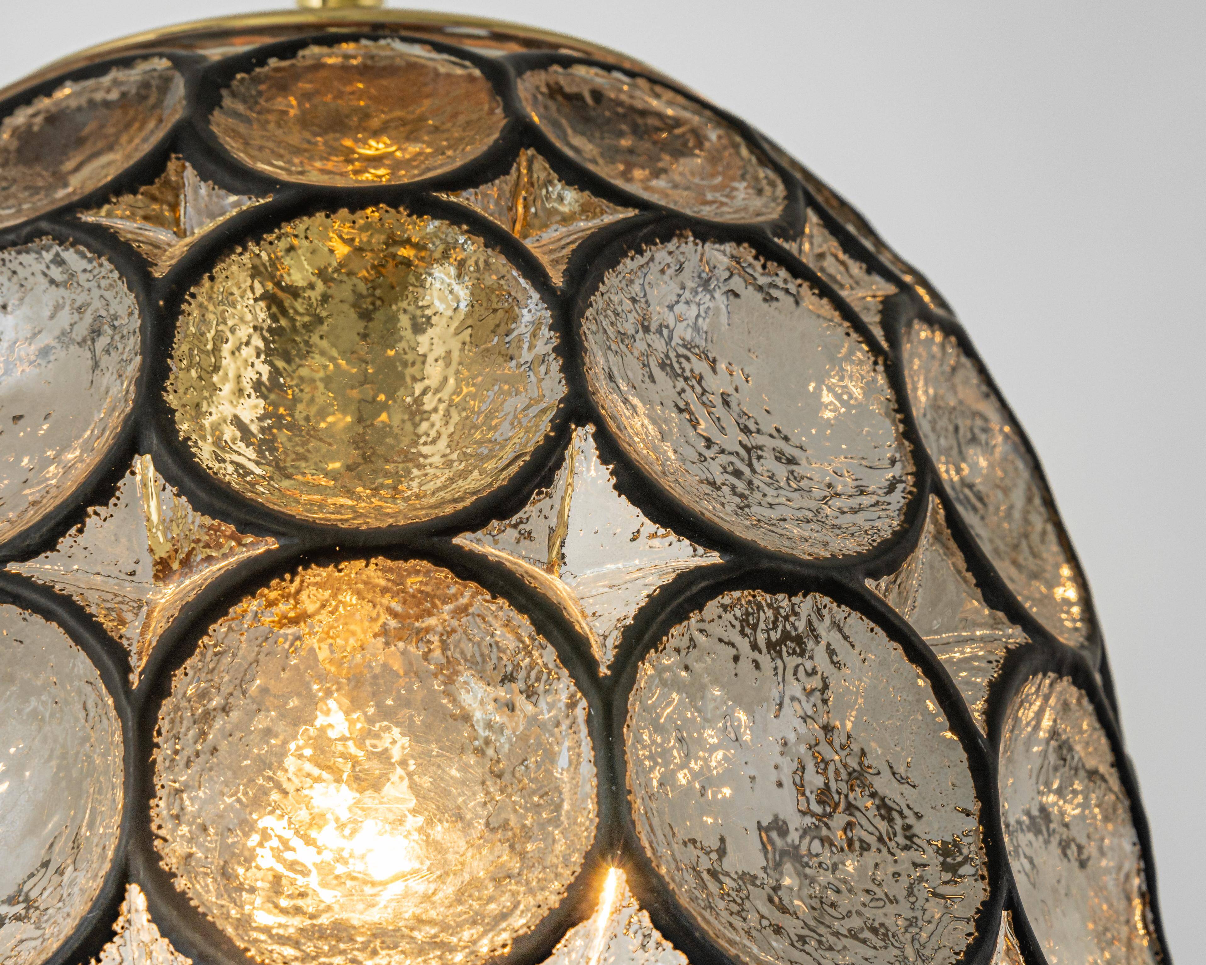 Iron and clear glass pendant by limburg, germany, 1960s.