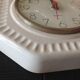 Octagonal clock in white ceramic, vintage 60s-70s