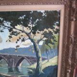 Huile sur toile peinture cadre platre