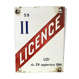 Plaque émaillée Licence II loi de 1941