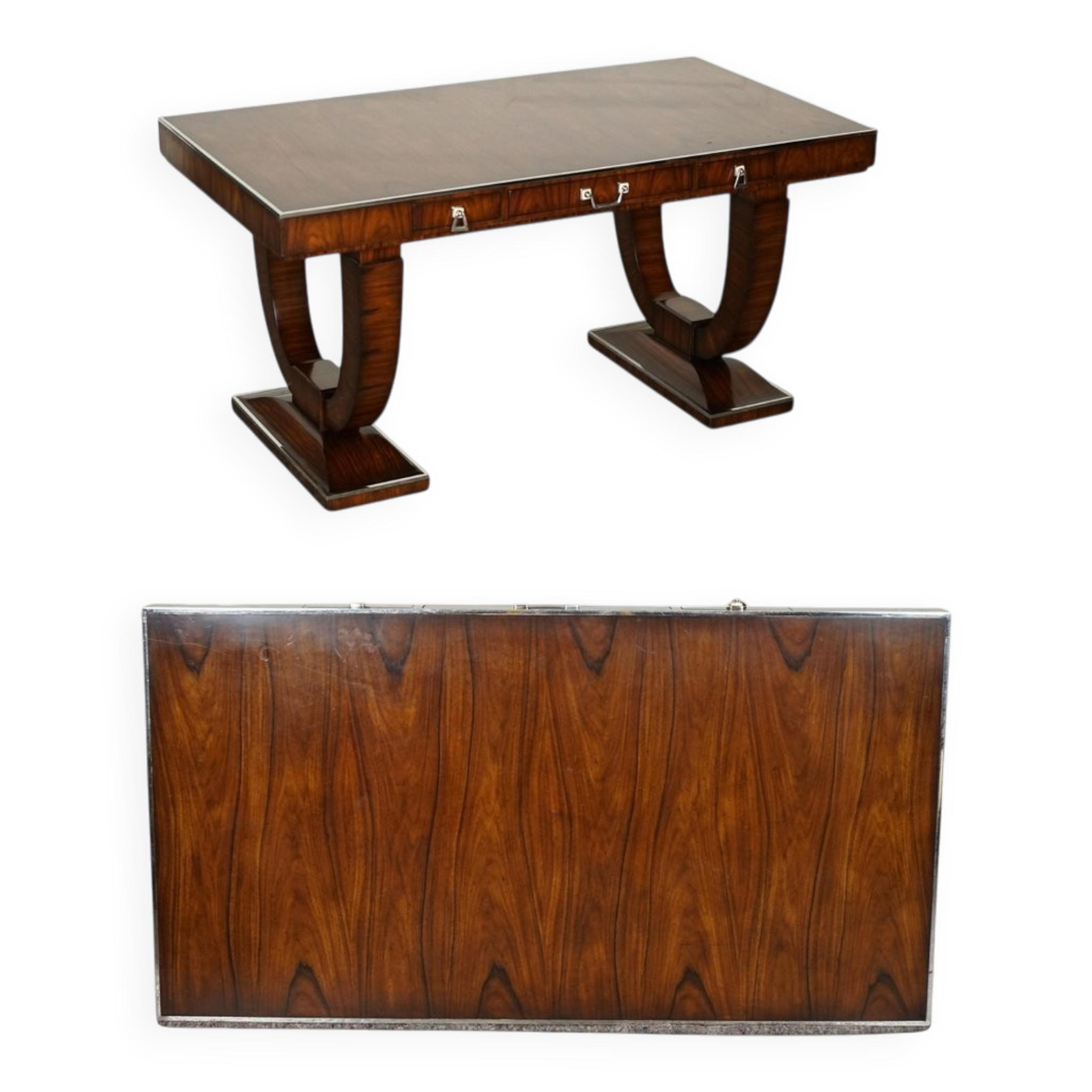 Double-Faced Drawer Desk Art Deco by Theodore Alexander