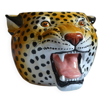 Cache pot céramique léopard ou panthère Italie 1960