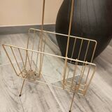 Vintage magazine rack in gold metal