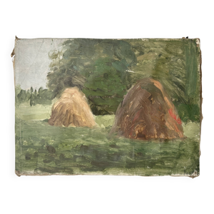 Ancien paysage à l'huile - toile