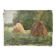 Old oil painting on canvas "The Haystacks" dated 1902.