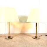 Pair of vintage large lucite table lamps, 1970s