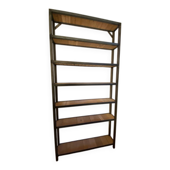 Metal and wood bookcase