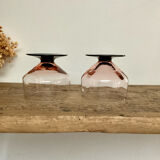 6 pink bowls with black stems