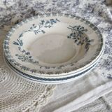 4 vintage blue ironstone soup plates