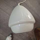 vintage pendant light from the 60s and 70s in white opaline with rosette