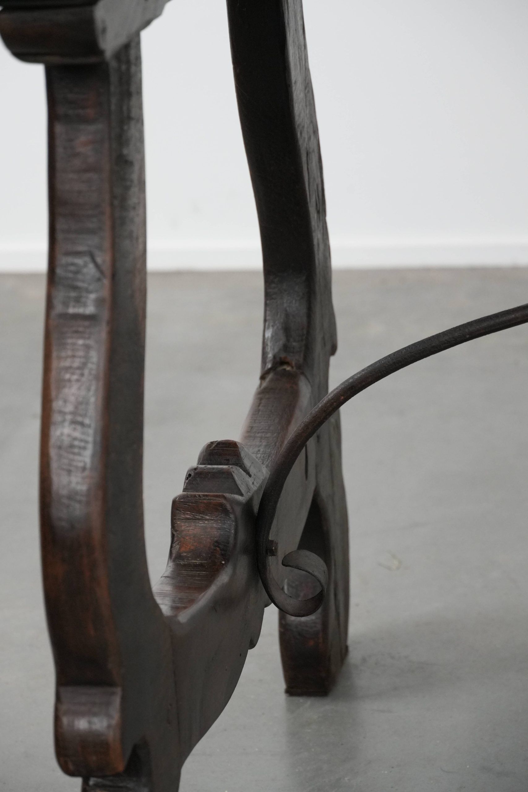 Antique Spanish table from the early 18th century with  a cast iron base