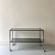 Low hi-fi/TV trolley in chrome and smoked glass, 1970s design