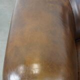 Set of 2 Large Dark Cowhide Leather Chesterfield Armchairs