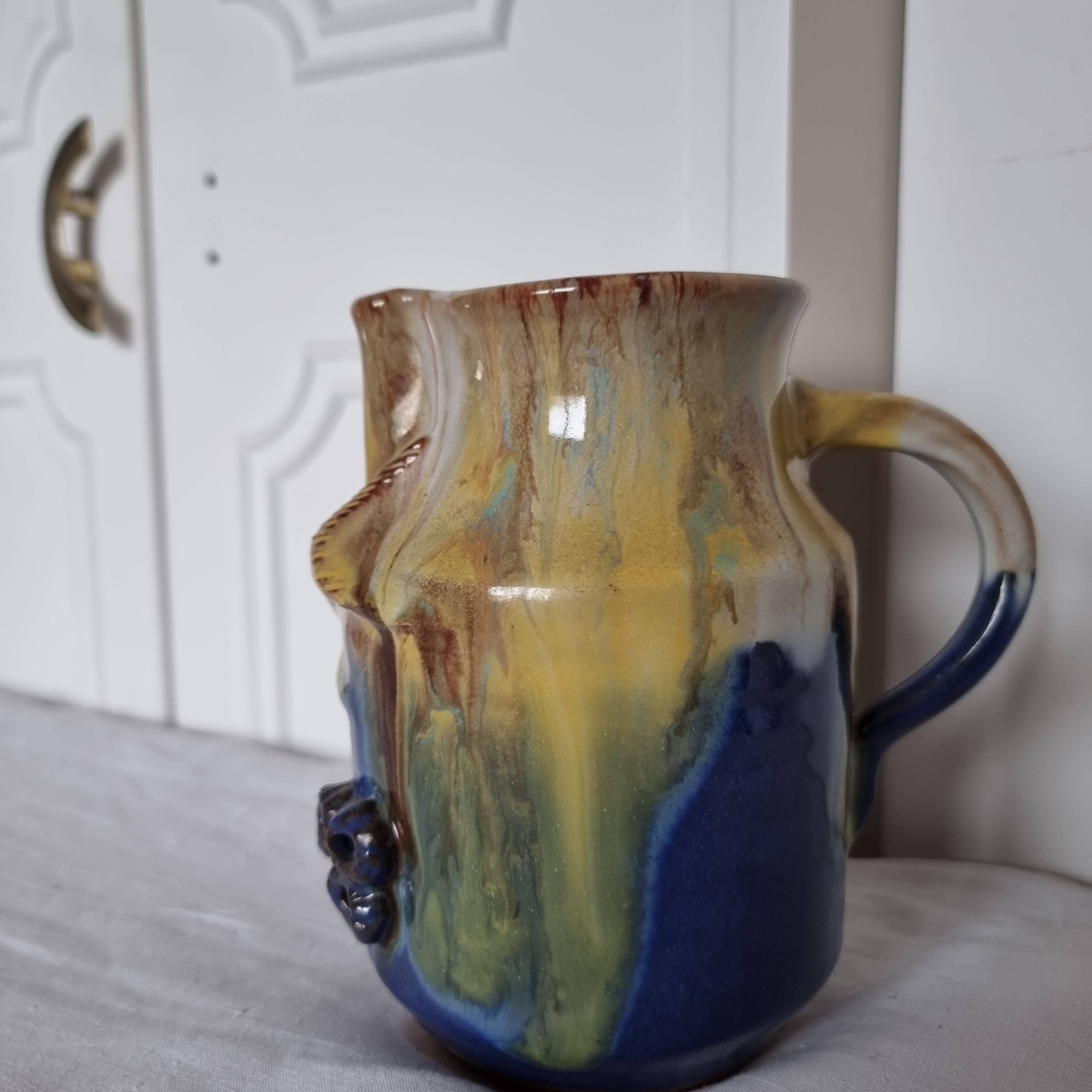 Rare Antique Ceramic or Glass Pitcher Imitation Remueed Gumnut & Gum