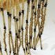 Vintage frosted glass pendant light with beaded fringes - Art Deco lamp