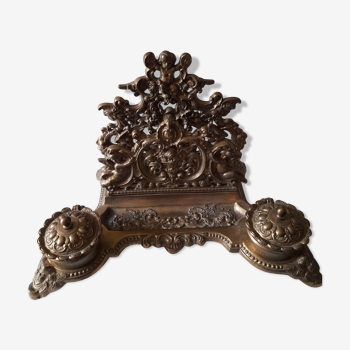 Double encrier porte plumes porte lettres style louis xv