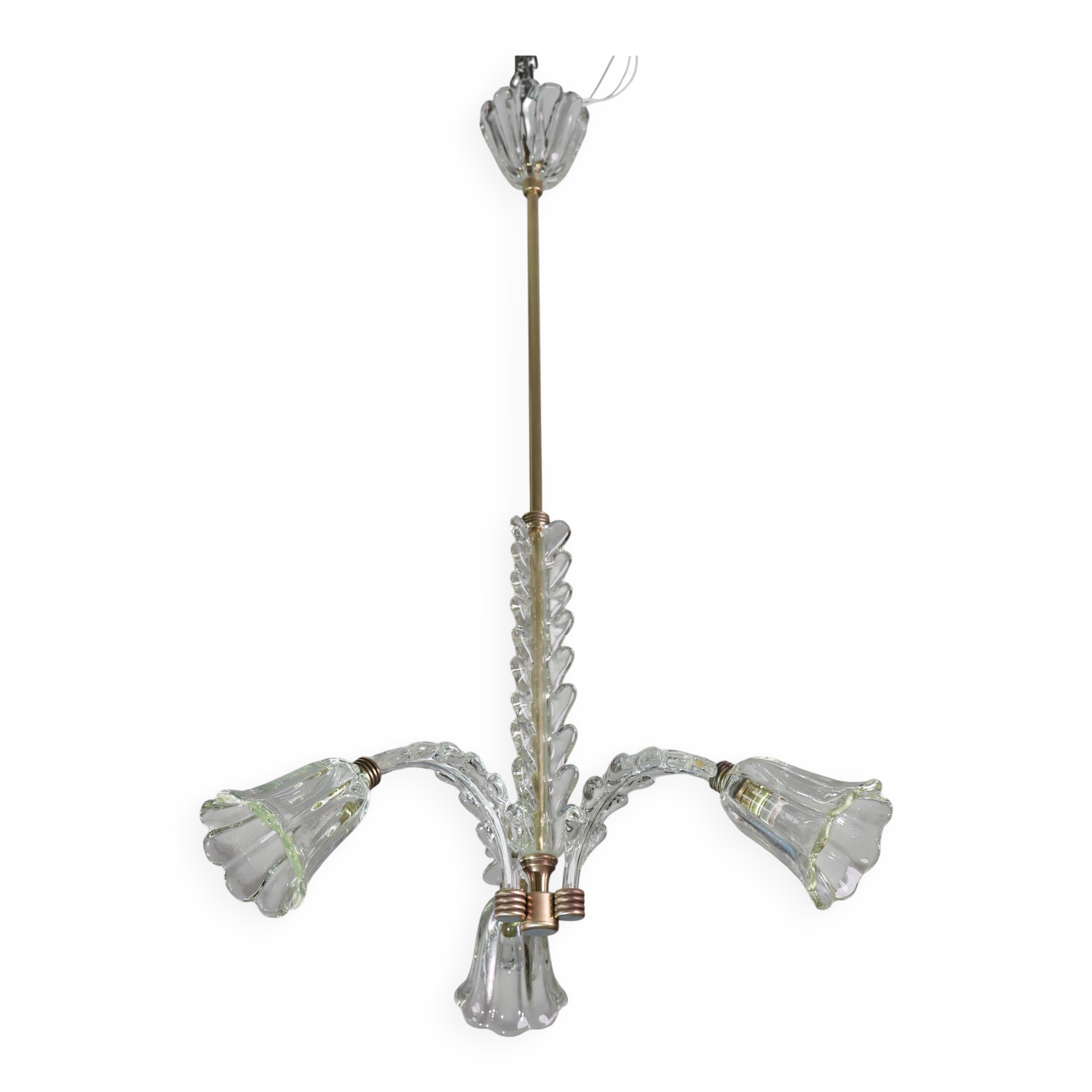 Charming Art Deco Chandelier by Barovier e Toso, 1940s