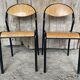 Paire Chaise Ancienne Écolier Style MULLCA Métal Noir + Bois Vintage #