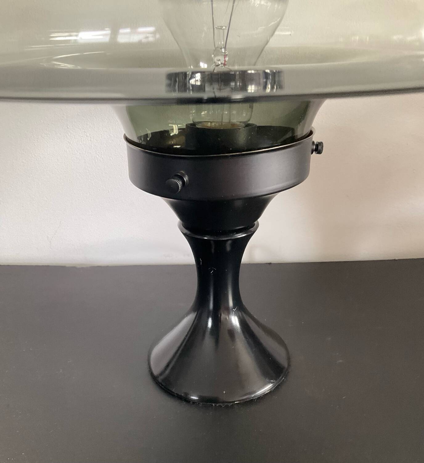 Vintage blown glass and metal lamp