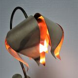 Stylized lotus flower lamp vintage brass 70s