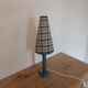 Vintage table lamp in bluish grey ceramic – Conical lampshade in Scottish tartan – 1970s/80s