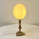 Ostrich egg on bronze stand old cabinet of curiosities lamp