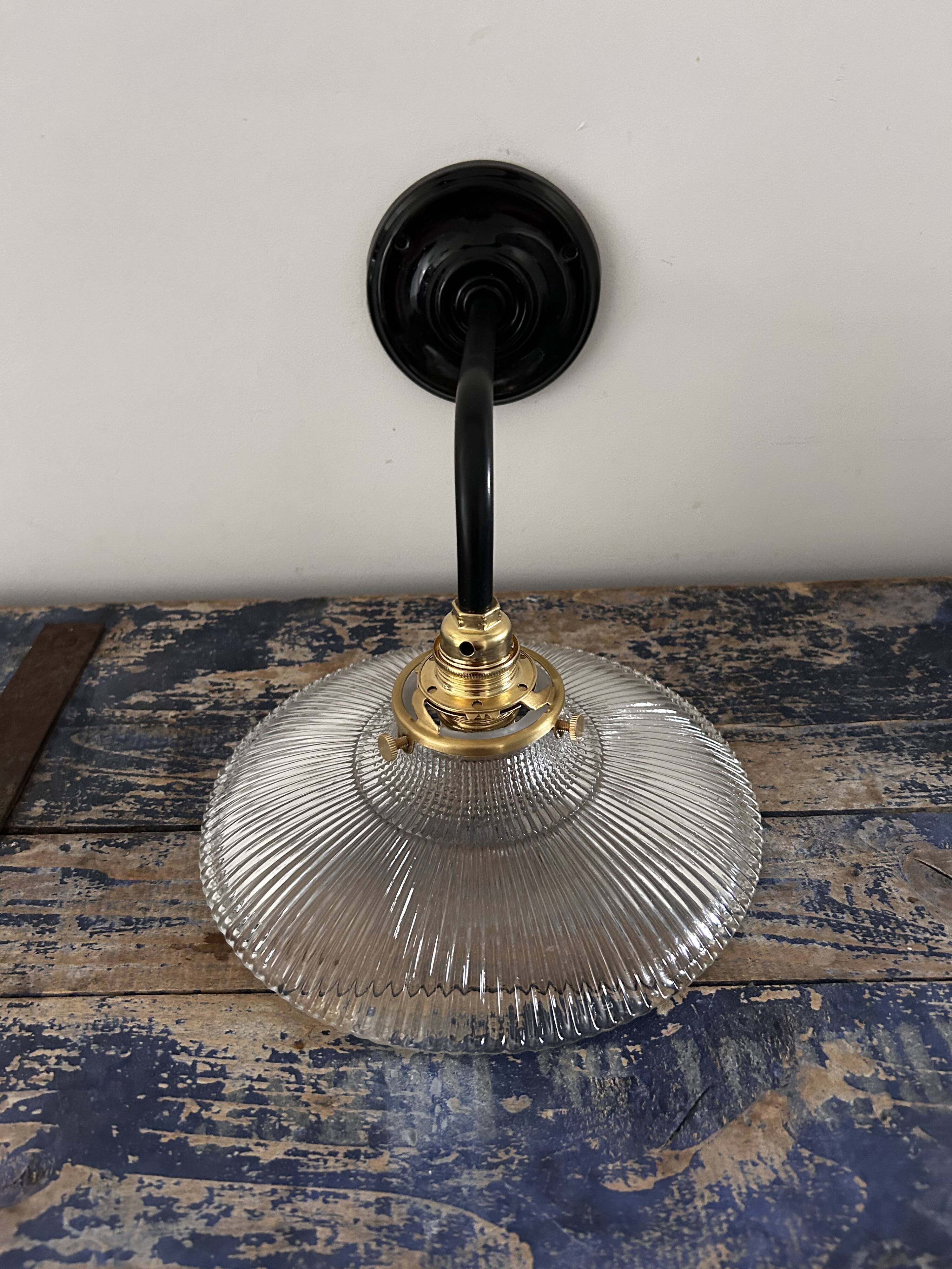 Holophane glass wall light