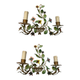 Florentine Tole Flower Sconces, Set of 2
