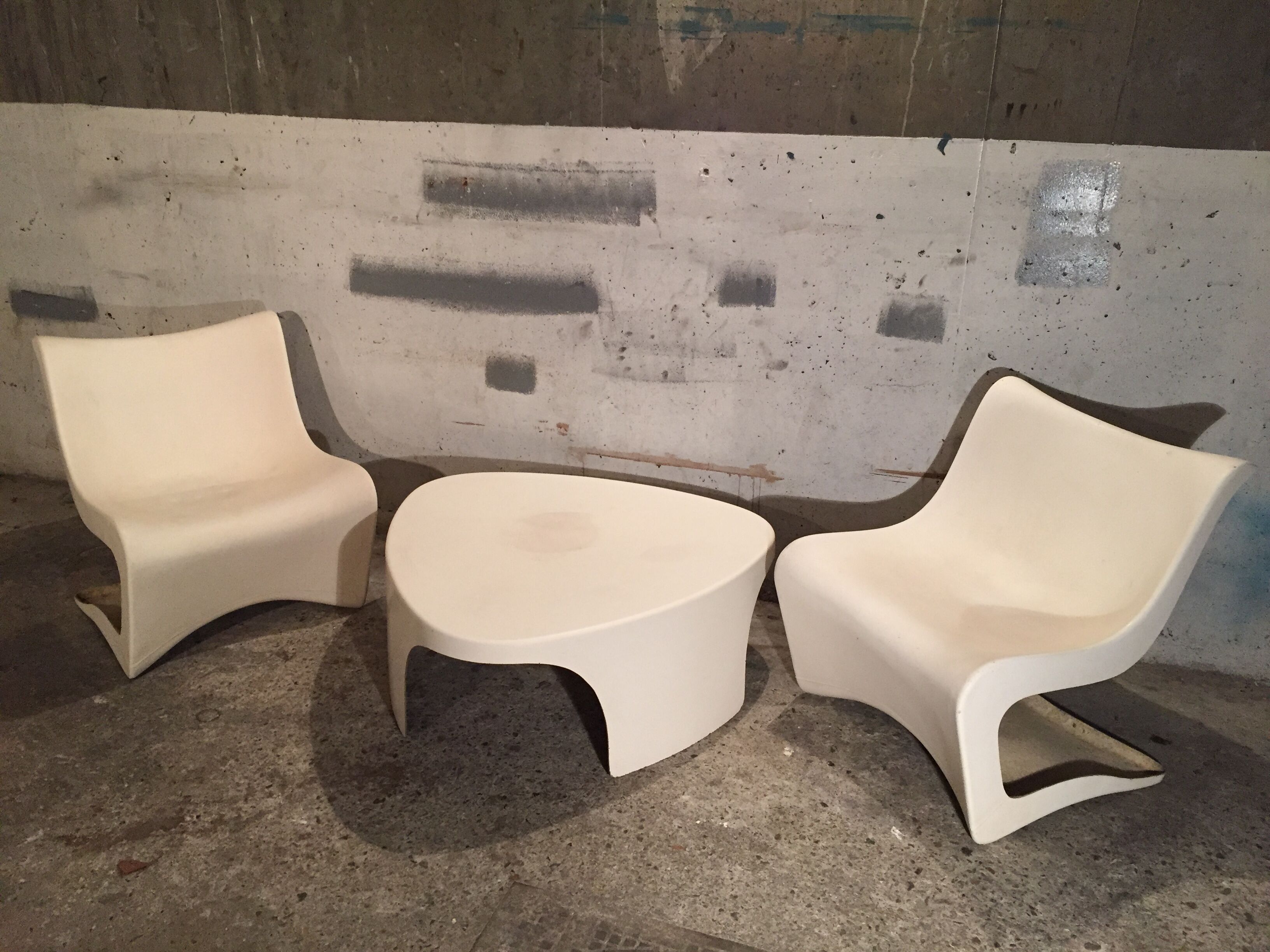 Two armchairs and a coffee table